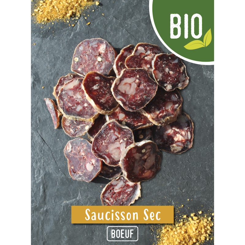 Saucisson Sec 100% pur Bœuf Galloway BIO - 250 gr