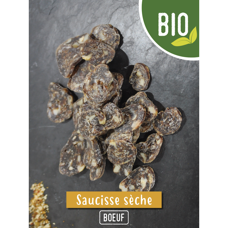 Saucisse Sèche 100% pur Bœuf Galloway BIO - 200 gr